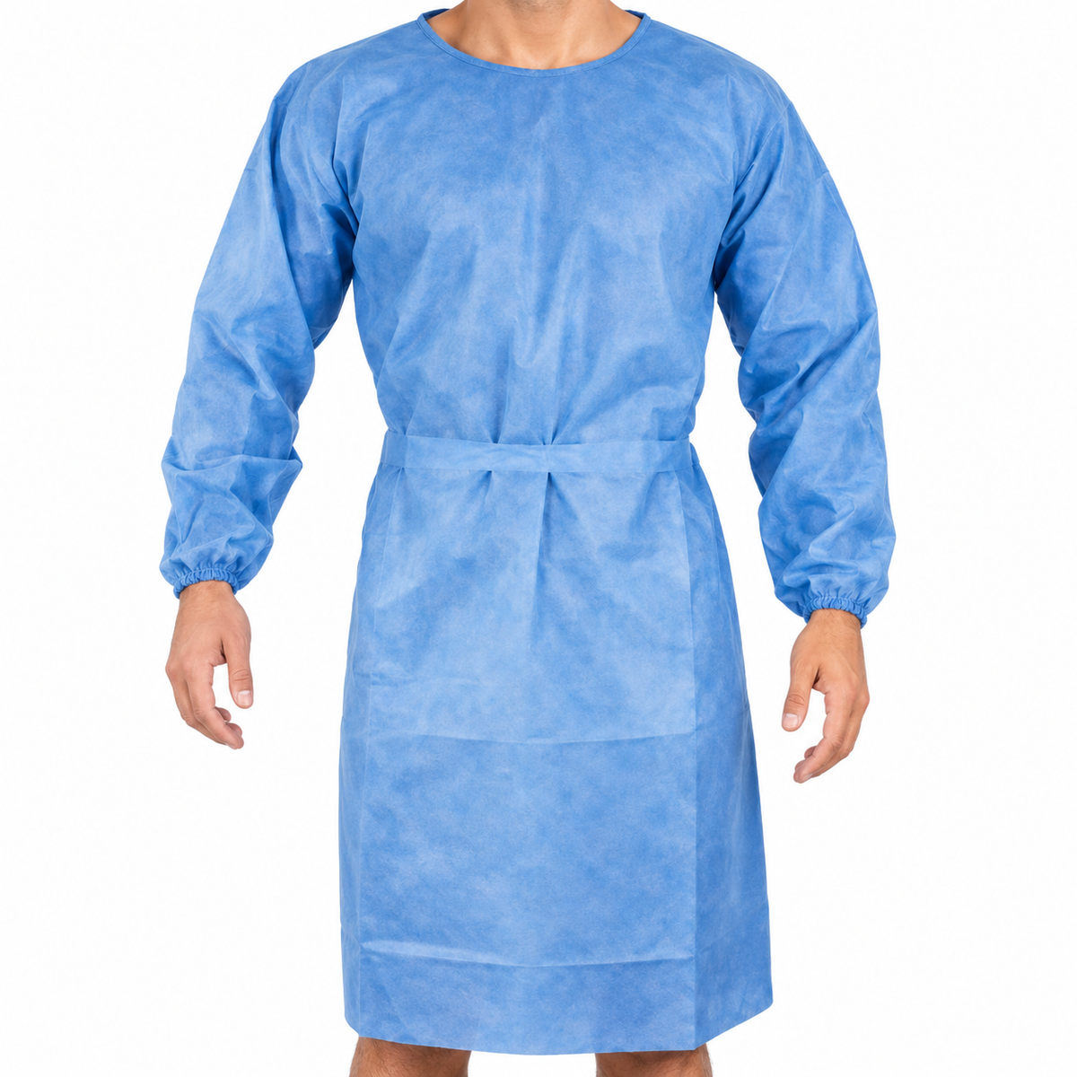 Bata de cirujano desechable azul, manga larga (25-30 g) · paquete x 5 · Allmed