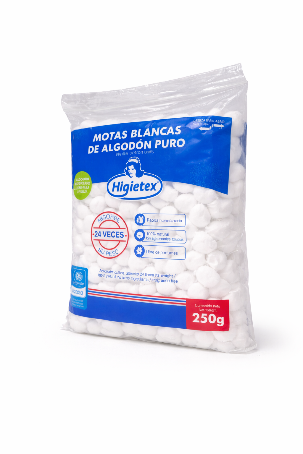 Algodón En Motas Blancas 250g - Higietex Premium