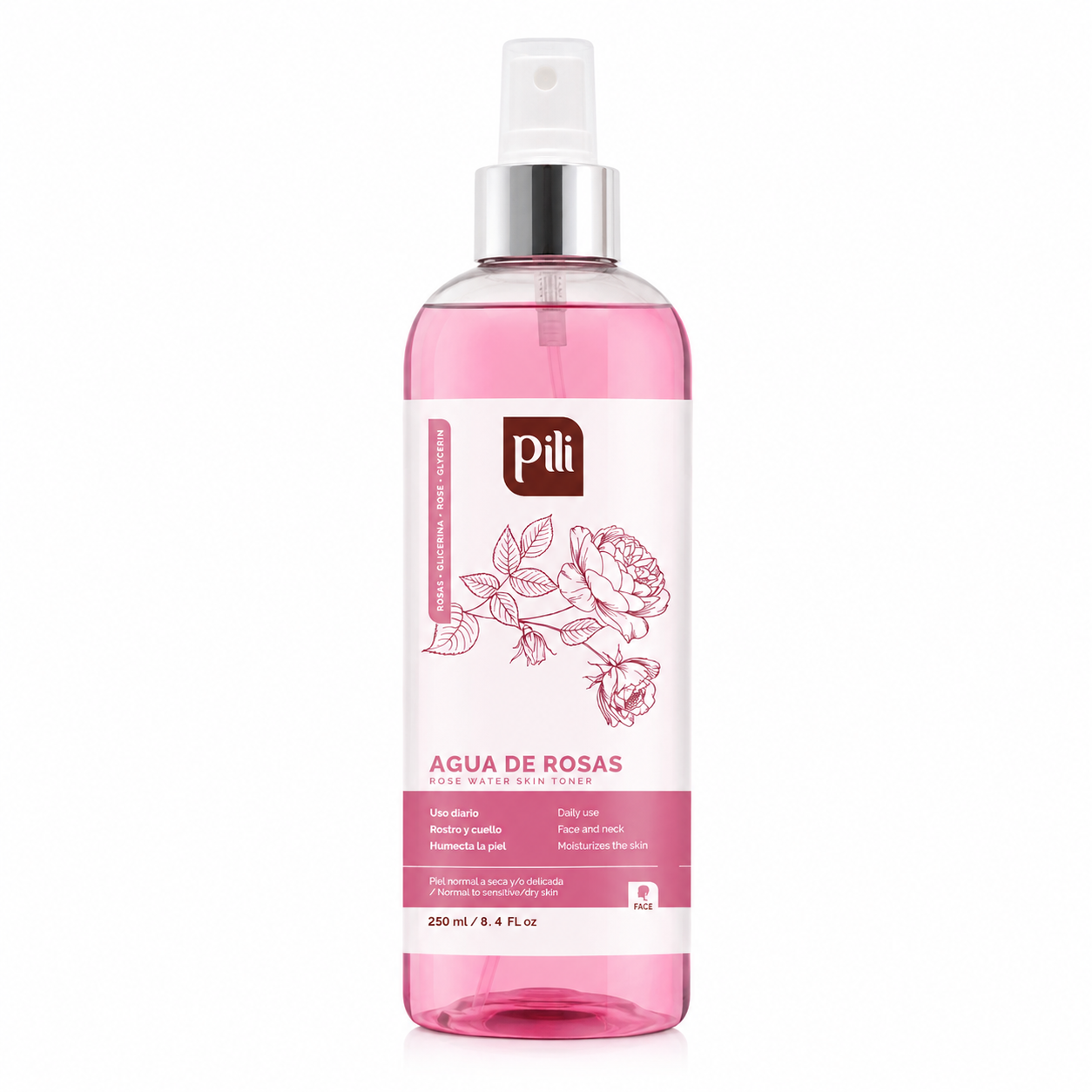 Agua De Rosas 250ml - Pili, Hidratante Natural Para Piel
