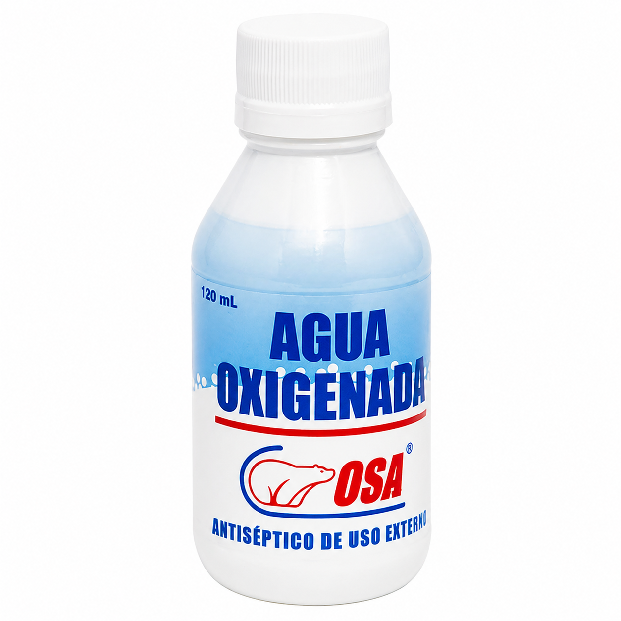 Agua oxigenada 3% OSA 120 ml peróxido de hidrógeno antiséptico para limpieza y desinfección de heridas