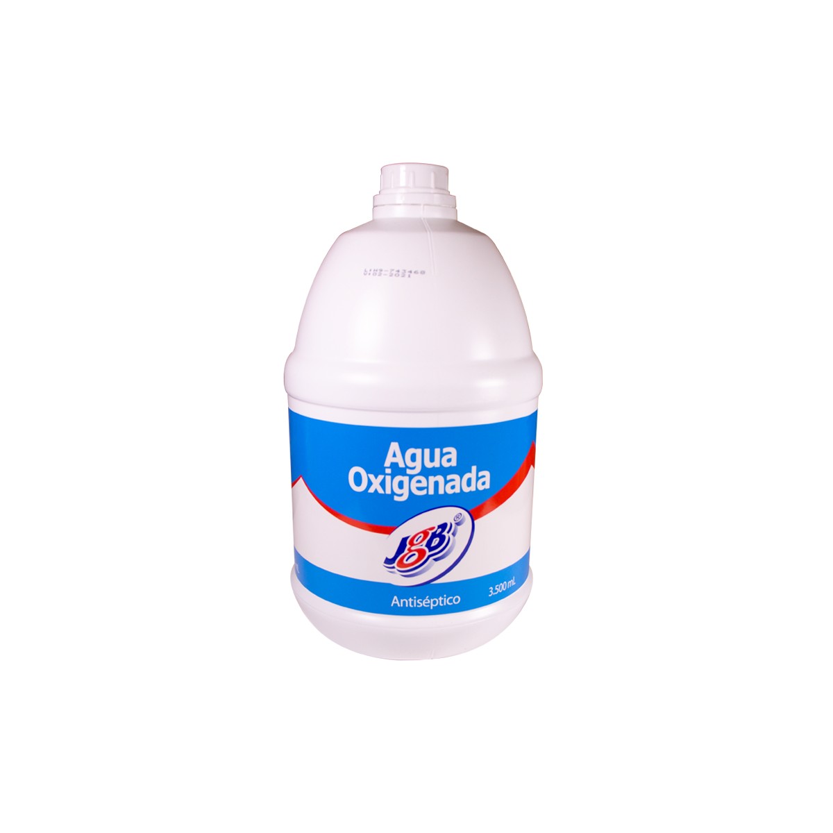 Agua Oxigenada JGB, solución tópica antiséptica al 50%, líquido transparente en envase de 500ml, con olor a ozono.