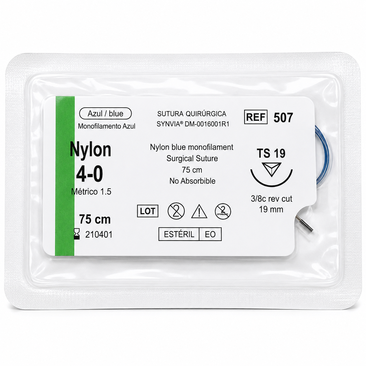 Aguja Cortante Nylon 4/0 19mm 75cm Ref. 507