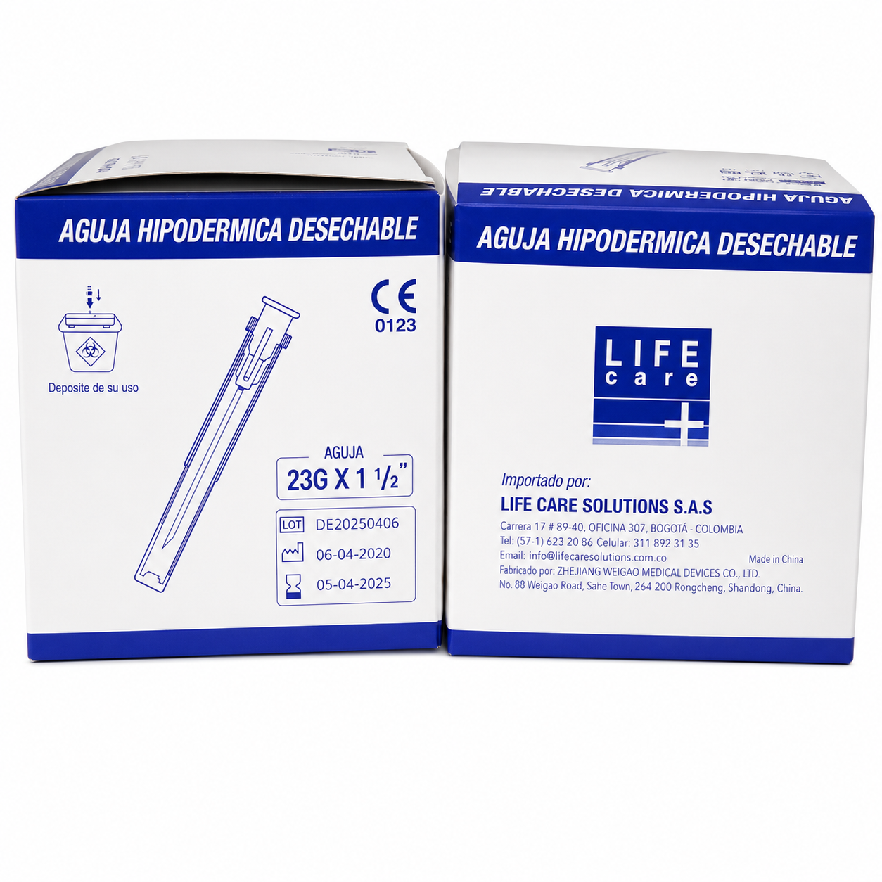 Aguja Desechable 23G 1.5" Life Care - Caja 100 Unidades