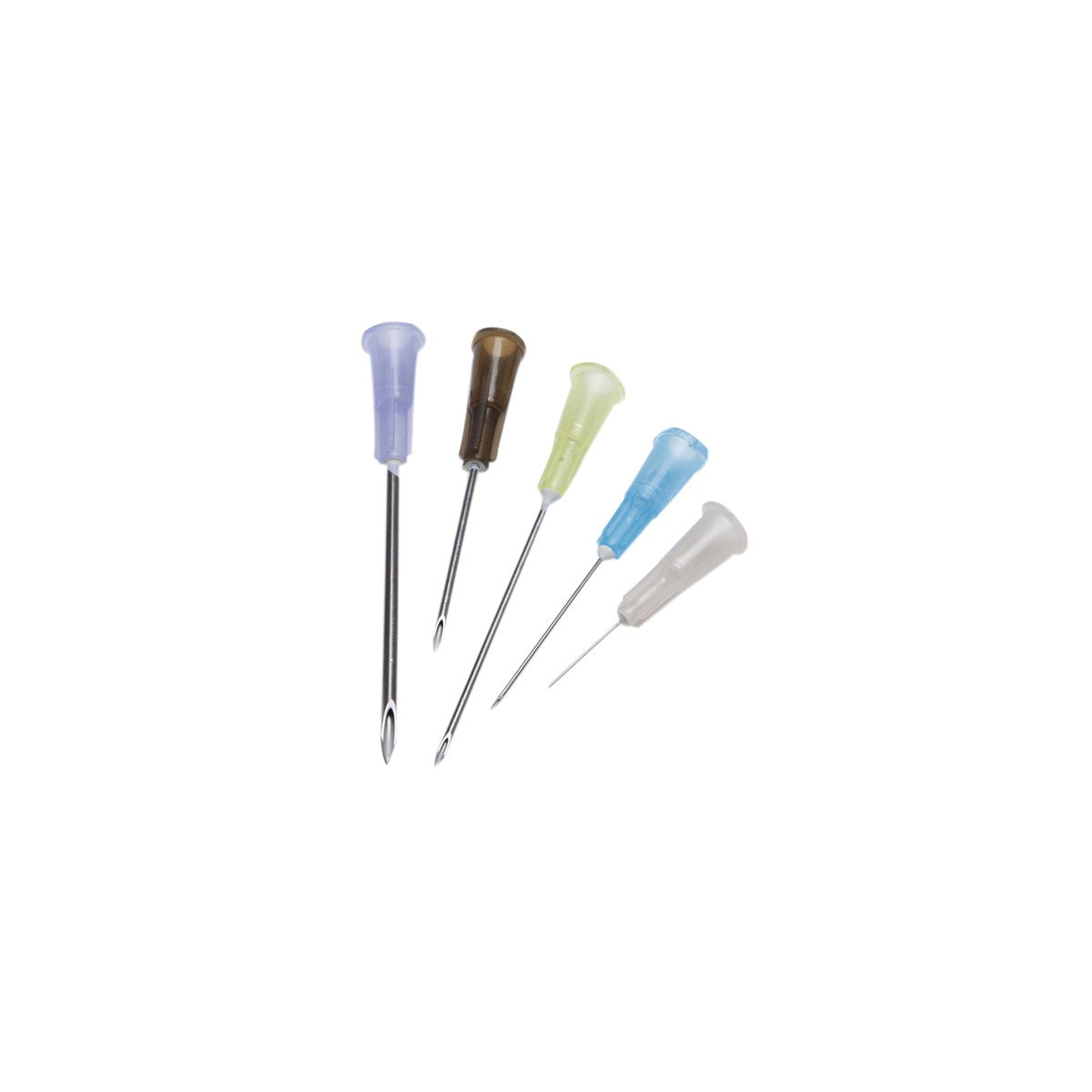 Aguja desechable B.D de 25 x 5/8" en color acero inoxidable, presentada en un empaque de 100 unidades, fondo blanco.