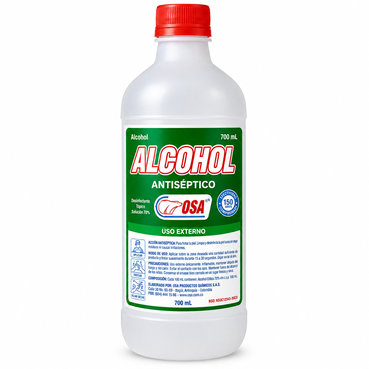 Alcohol 70% OSA - Envase Plástico 700 ML