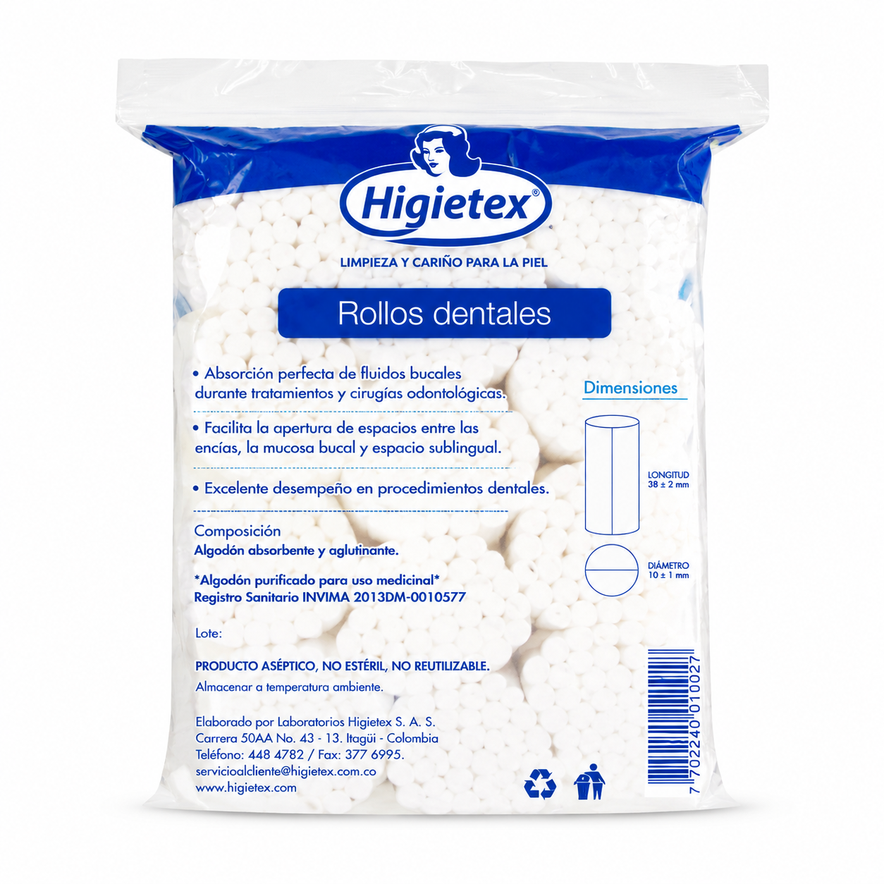 Algodón Dental Higiénico Higiétex 1000 Unidades