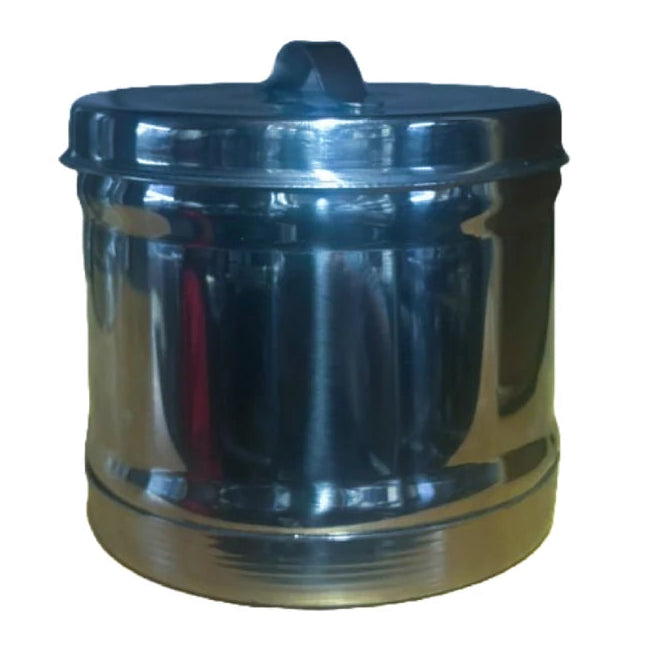 Algodonera en acero quirúrgico de 10x9 cm, fabricada en acero inoxidable, ideal para uso clínico y sanitario.