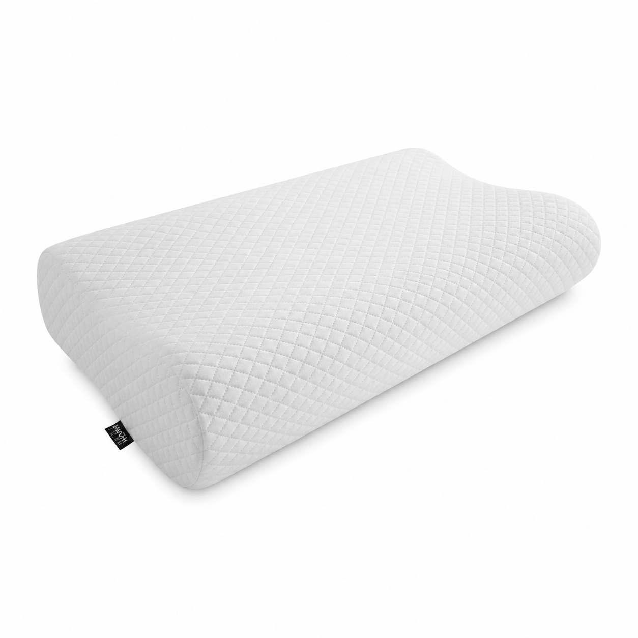 Vista lateral de la almohada cervical anatómica Relax Time 32x61 cm con diseño ergonómico para soporte cervical y descanso cómodo