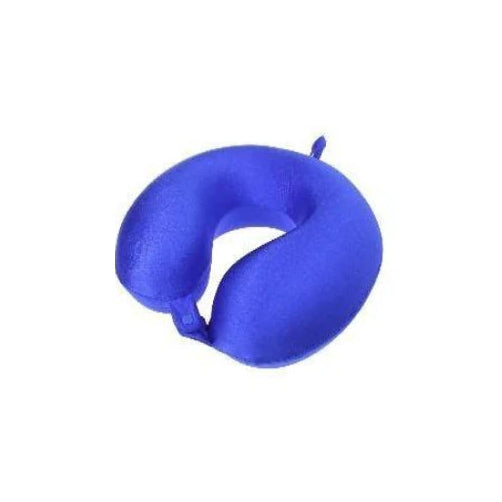 Almohada cervical viajero de 25x25 cm, fabricada en memory foam, color blanco, ideal para soporte en viajes.