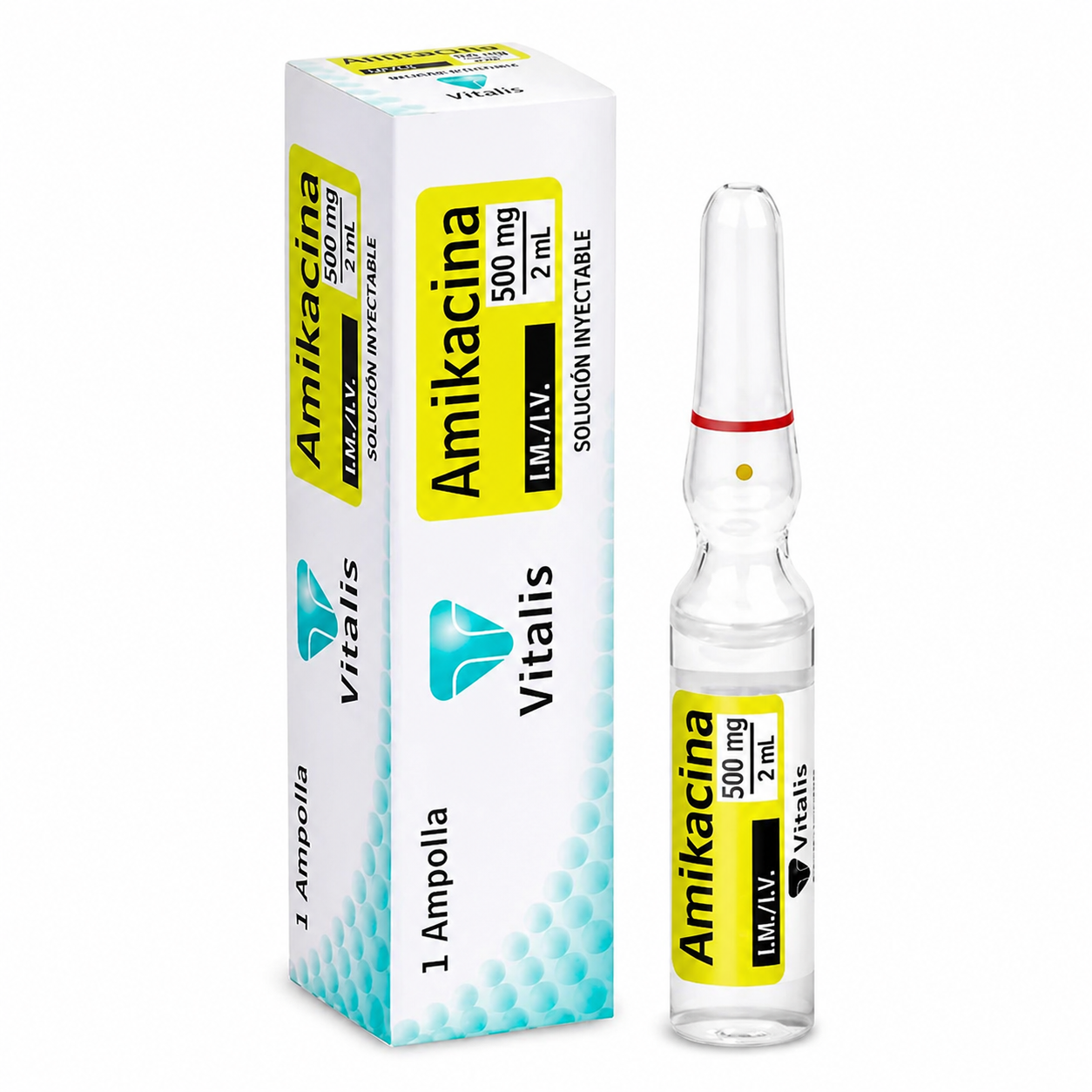 Amikacina 500 mg 2 ml ampolla inyectable antibiótico de uso médico