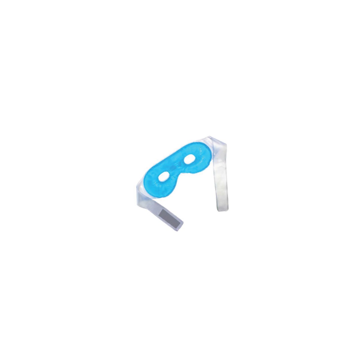 Antifaz terapéutico FT-DD-002 de la marca X, diseñado para aplicaciones de frío o calor, en color azul mate, con sujeción de velcro.