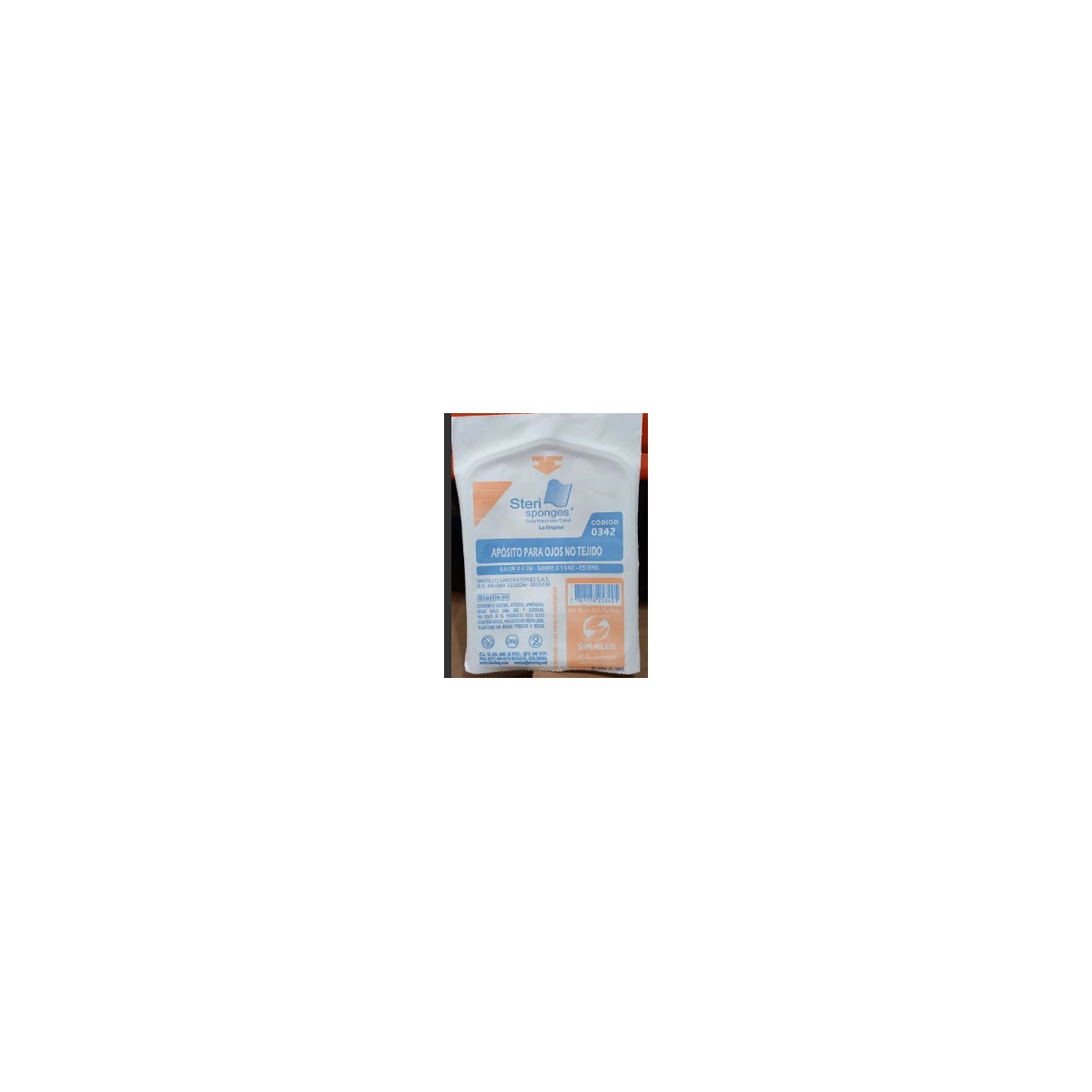 Apósitos para ojos adultos, marca Sherleg, modelo 0342, estériles, no tejidos, en color blanco, presentados en un empaque individual.