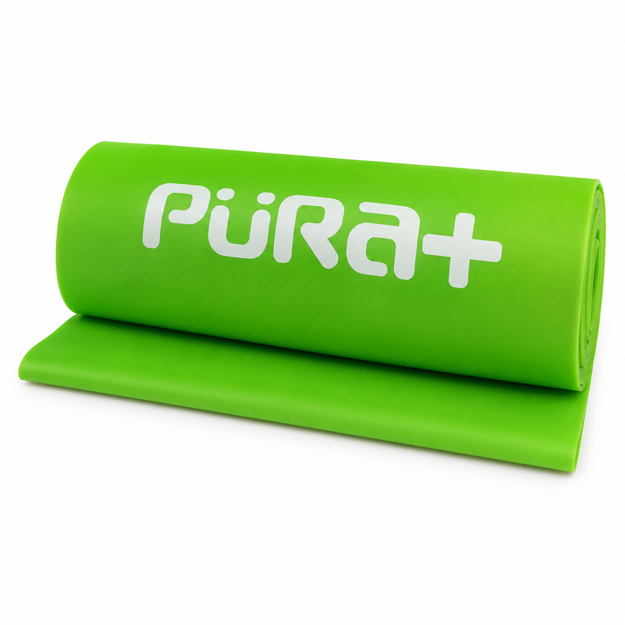 Banda elástica Pura+ de resistencia suave color verde, ideal para ejercicios de fisioterapia, movilidad y fortalecimiento.