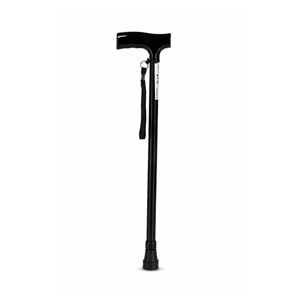 Bastón Konfort Plus de aluminio ergonómico color negro modelo KP4102-20 para apoyo y movilidad diaria