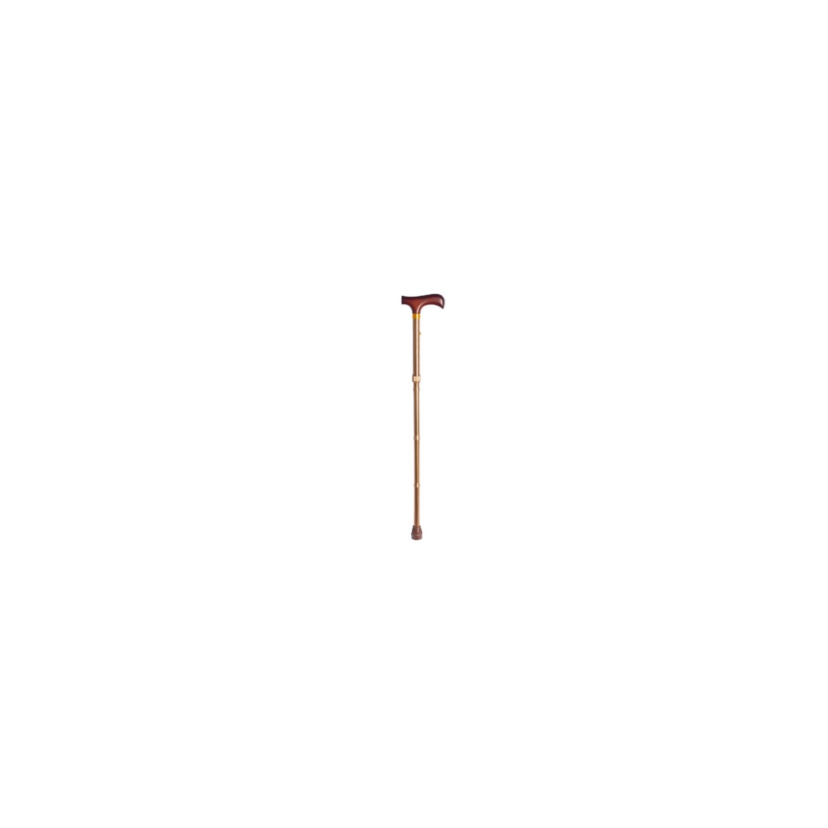 Bastón de apoyo plegable de aluminio, color negro, con empuñadura ergonómica y altura ajustable de 76 a 99 cm, peso de 0.3 kg.
