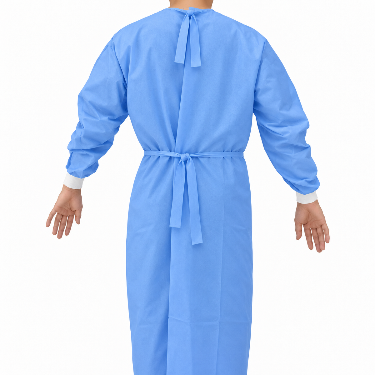 Bata desechable para cirujano Allmed color azul, manga larga, 25-30 g, paquete de 5 unidades para uso médico.