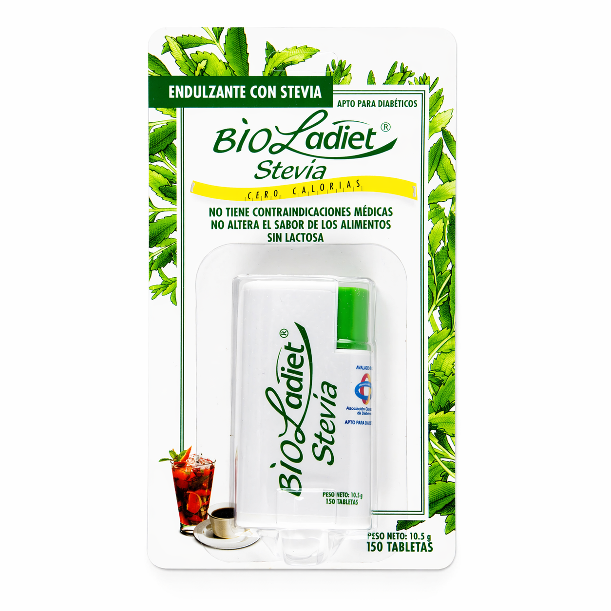 Edulcorante BioLadiet Stevia con Acesulfame K 150 tabletas, endulzante sin calorías apto para diabéticos