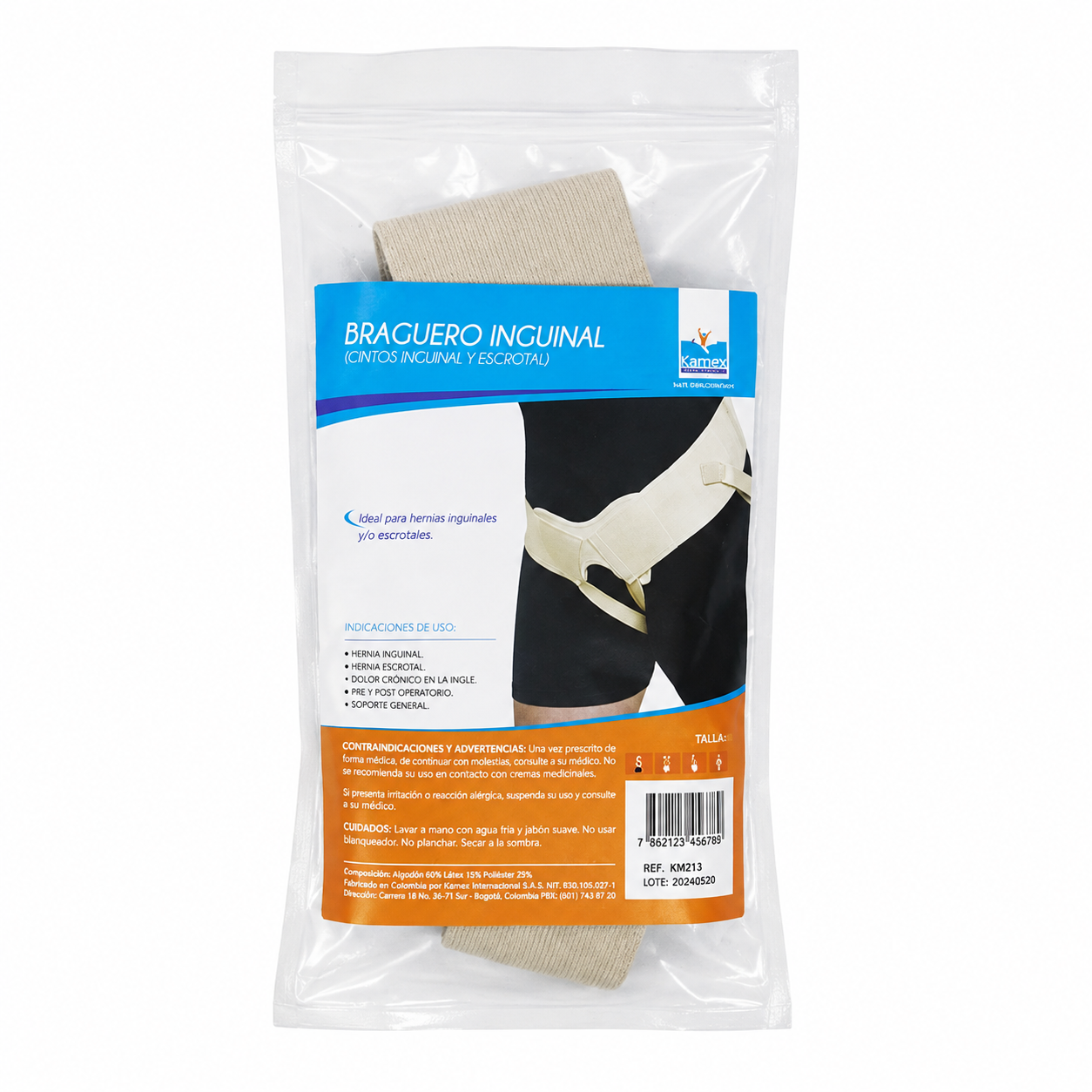 Braguero Inguinal Talla S KM213 - Soporte Deportivo