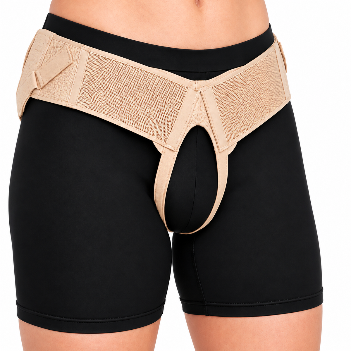 Braguero inguinal Kromia color habano, talla L, referencia 830500425043, diseñado para brindar soporte, sujeción y comodidad en la zona inguinal.