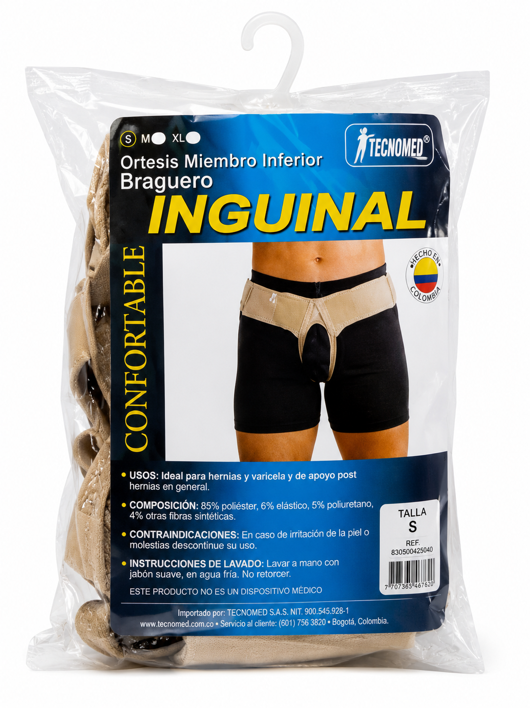 Braguero Inguinal Habano Talla S Ref. 830500425040 - Tecnomed