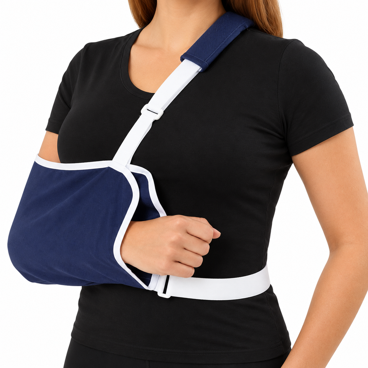 Cabestrillo inmovilizador de hombro KM2100 para adulto, diseñado para brindar soporte, estabilidad y comodidad durante procesos de recuperación.