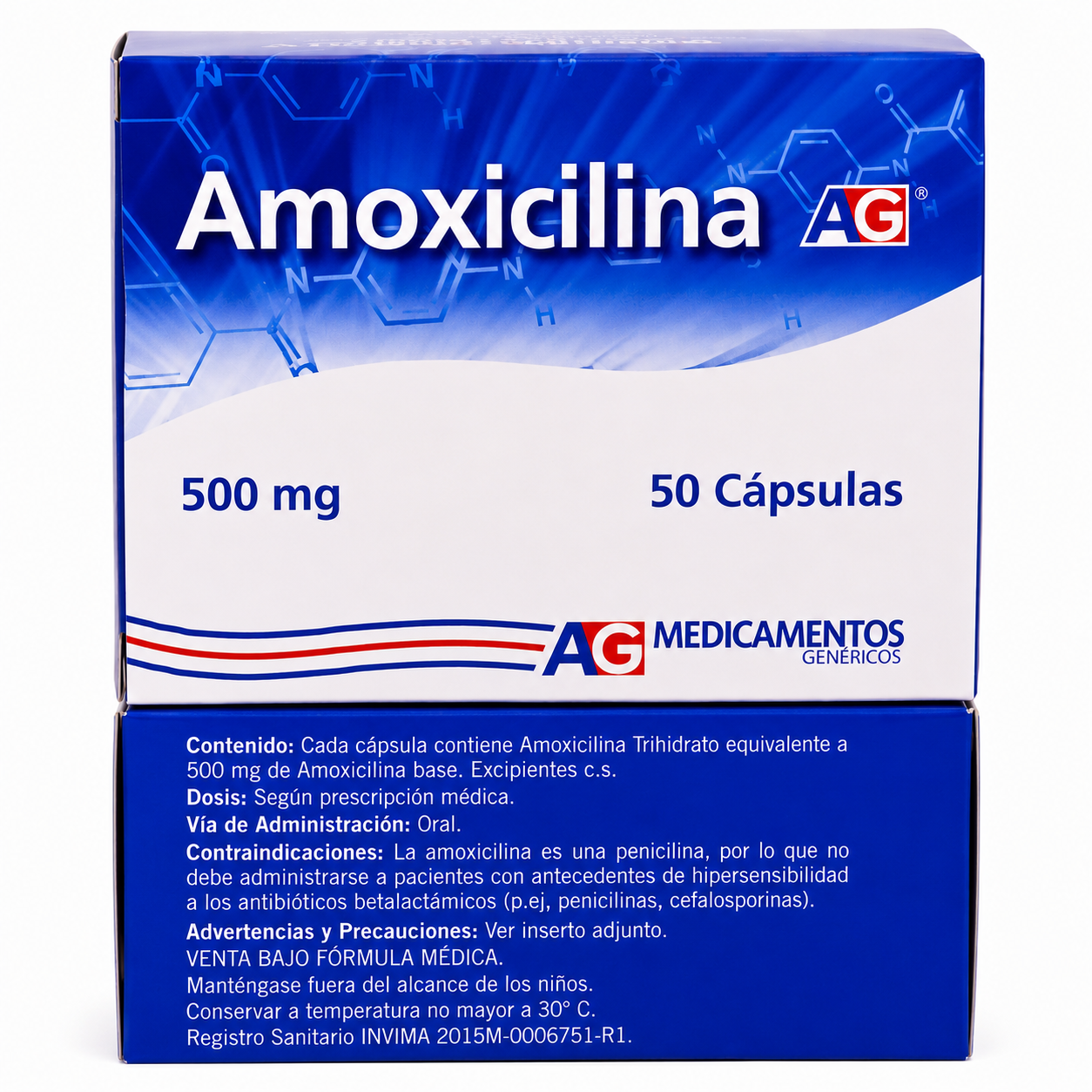 Amoxicilina 500 mg - Caja 50 Cápsulas Ag Lafrancol