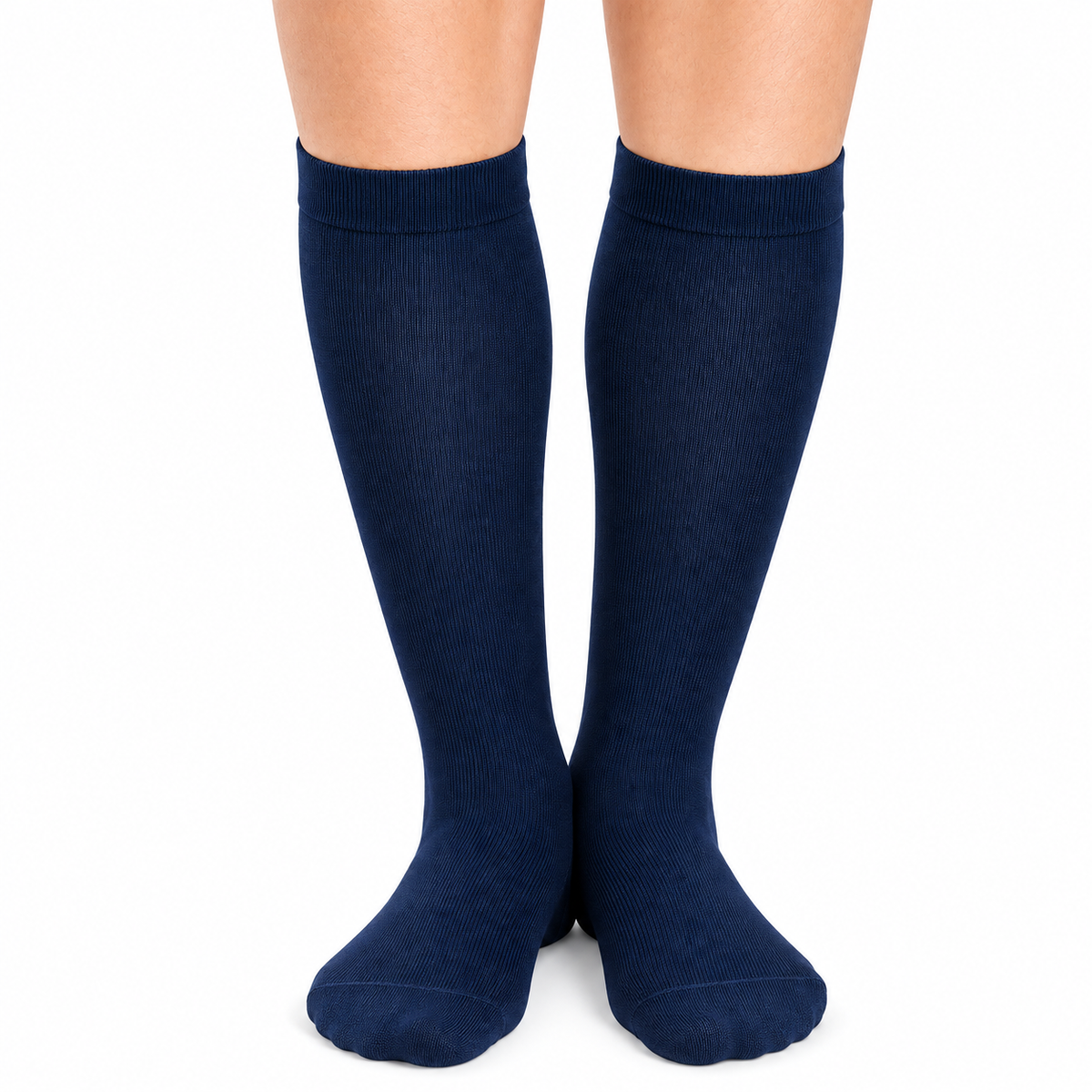 Calcetín de compresión baja 8-15 mmHg, talla XL color azul, diseñado para brindar soporte y comodidad.