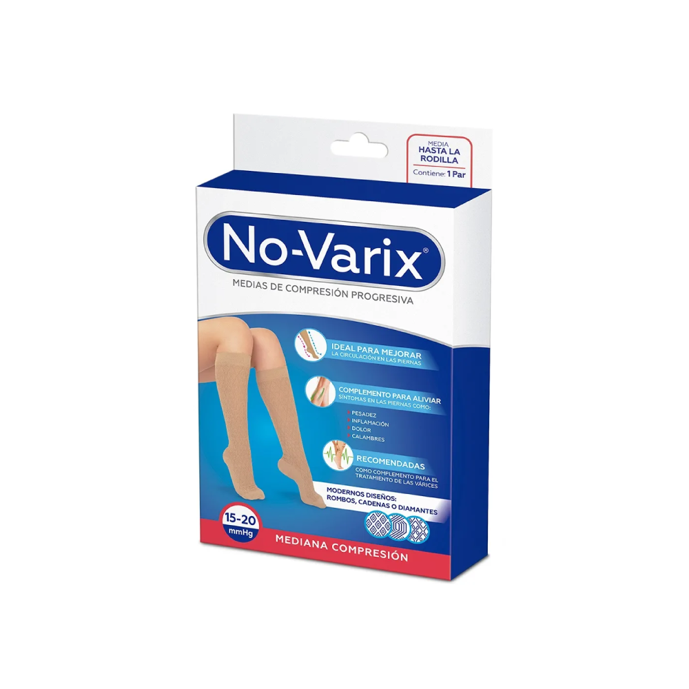Calcetín compresivo para mujer NO-VARIX 15-20 mmHg color negro talla M para mejorar la circulación y reducir la fatiga en las piernas