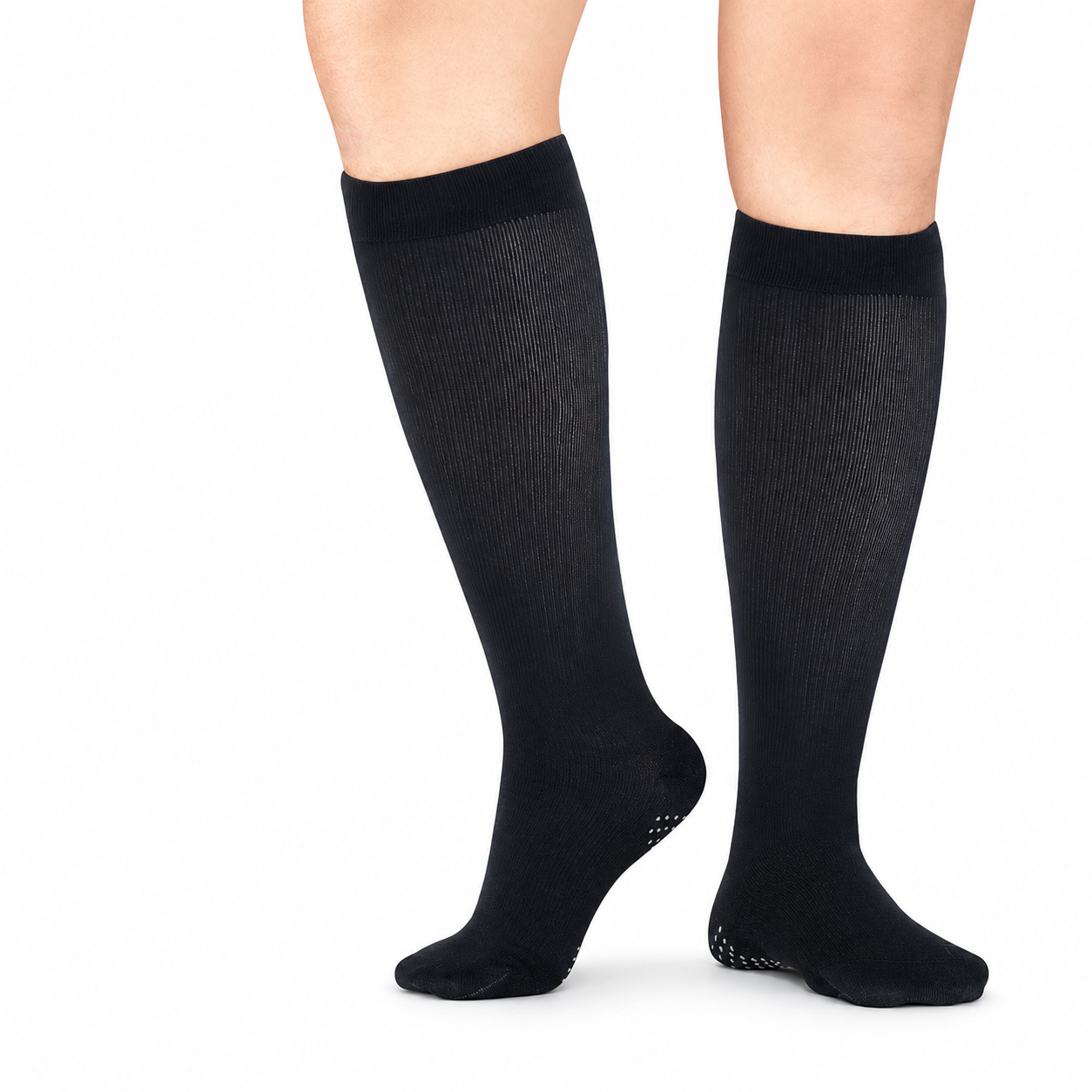 Calcetín NO-VARIX para hombre en algodón, compresión 15-20 mmHg, talla XL color negro, diseñado para brindar soporte y comodidad en las piernas.