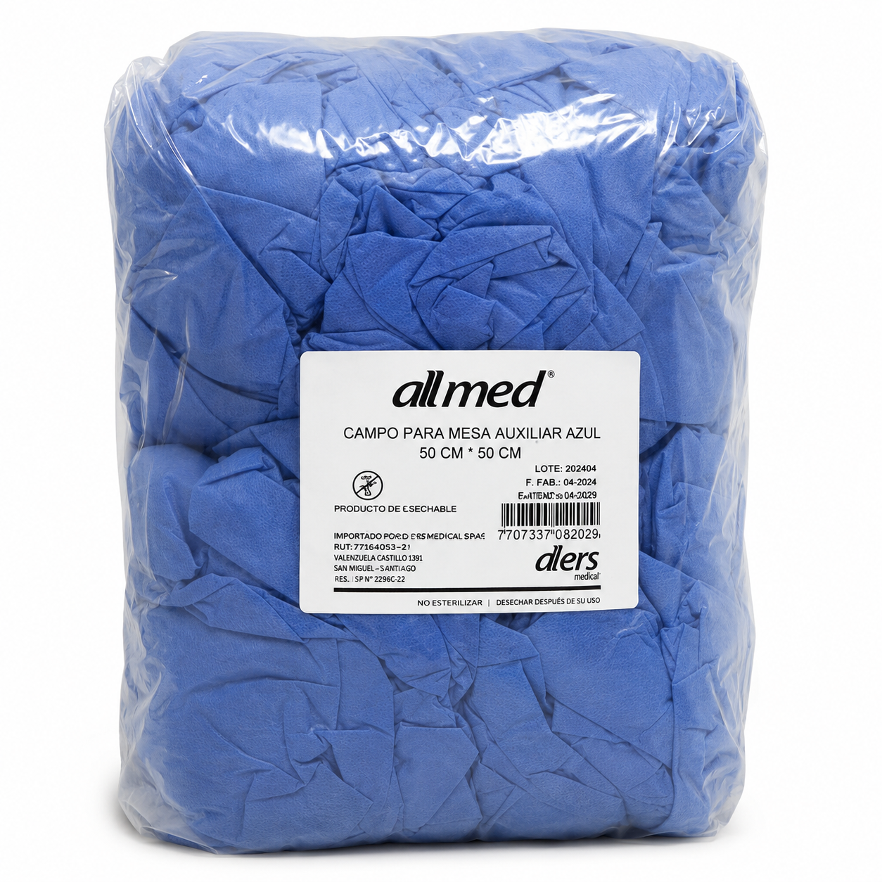 Campo Desechable Azul 50x50 cm Paq 50 Und - Allmed