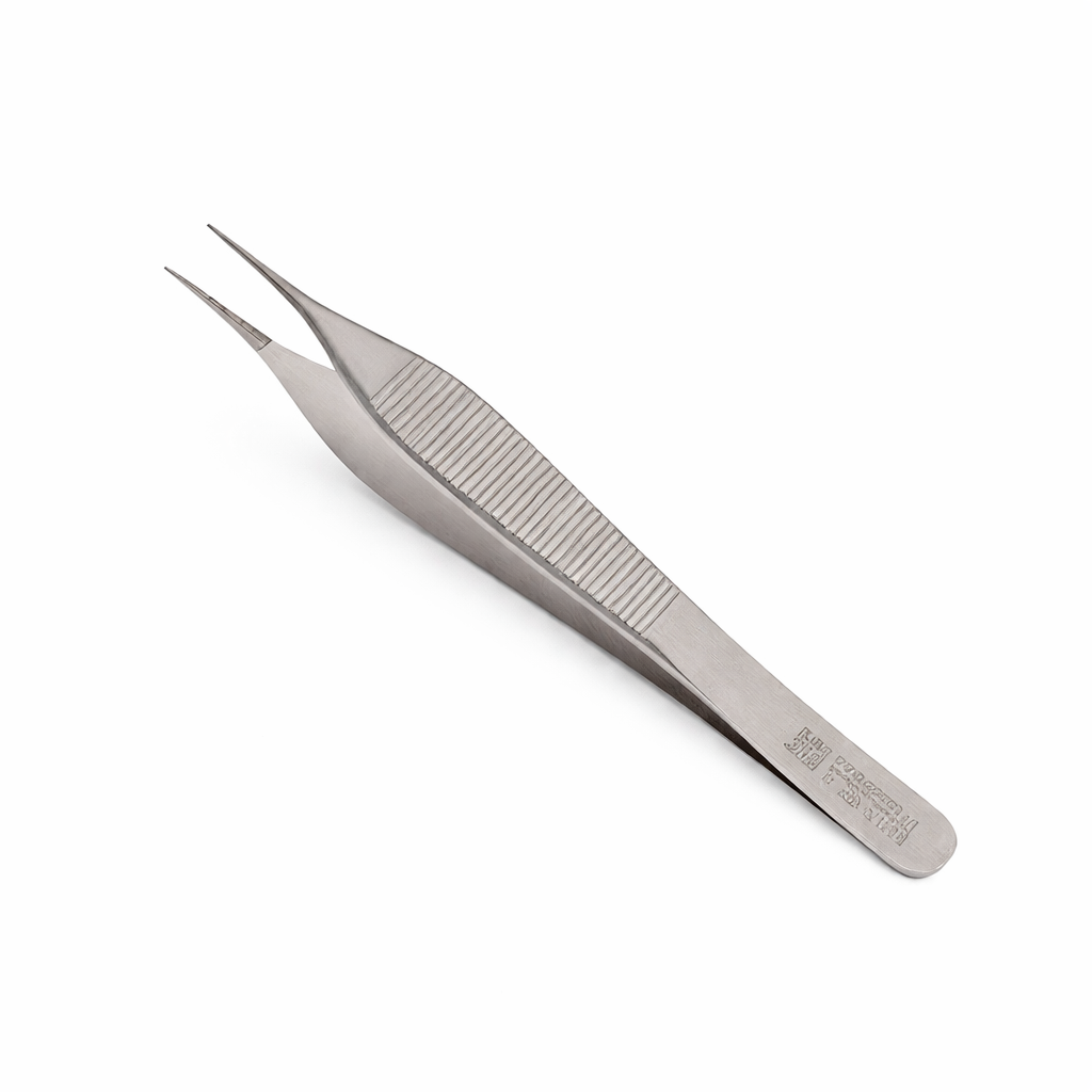 Pinza Adson Sin Garra de 12 cm, acero inoxidable, acabado pulido, ideal para procedimientos quirúrgicos y de sutura.