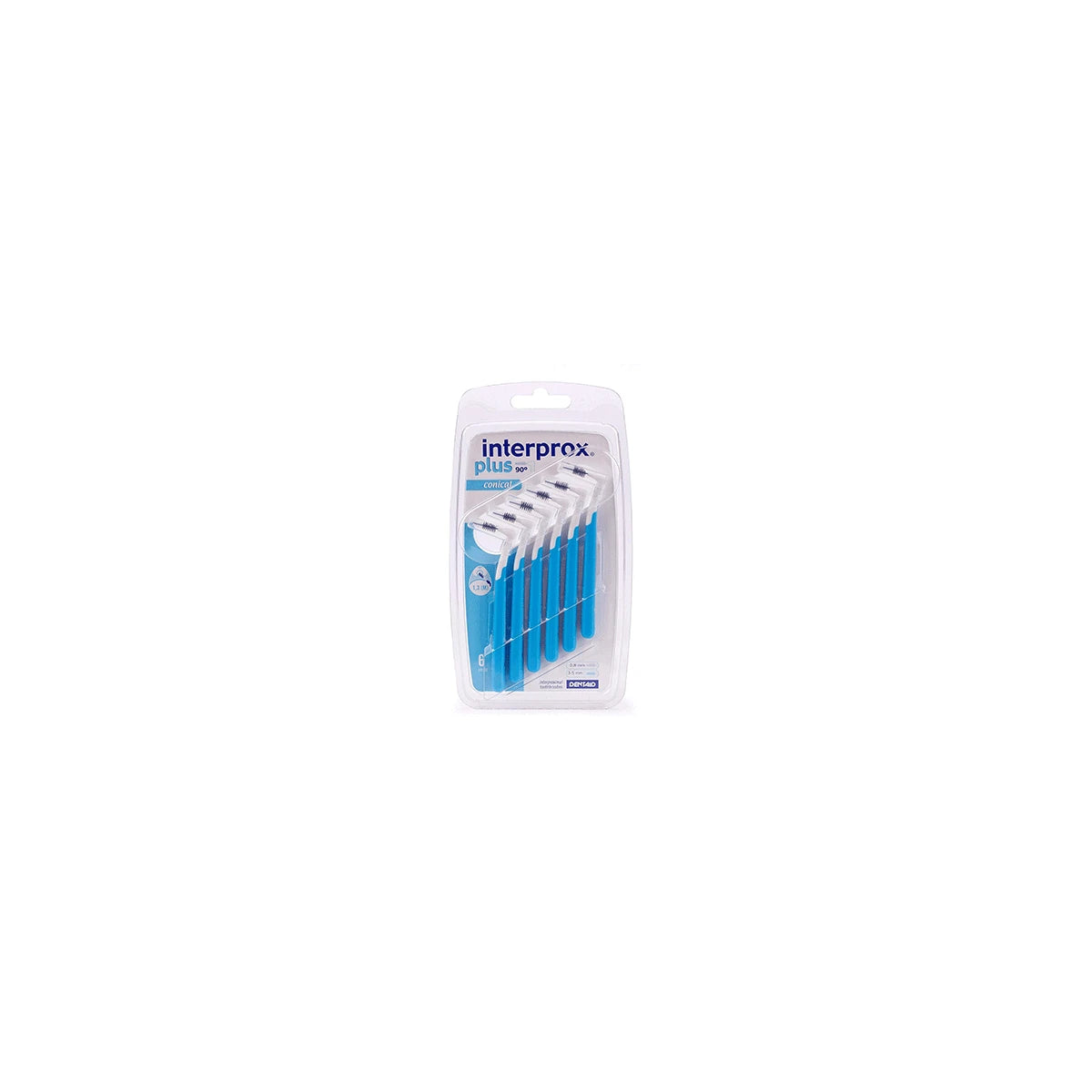 Cepillos Interprox Plus 2G Talla 4 Cono, color azul, en blister de 6 unidades, diseñados para limpieza interdental.