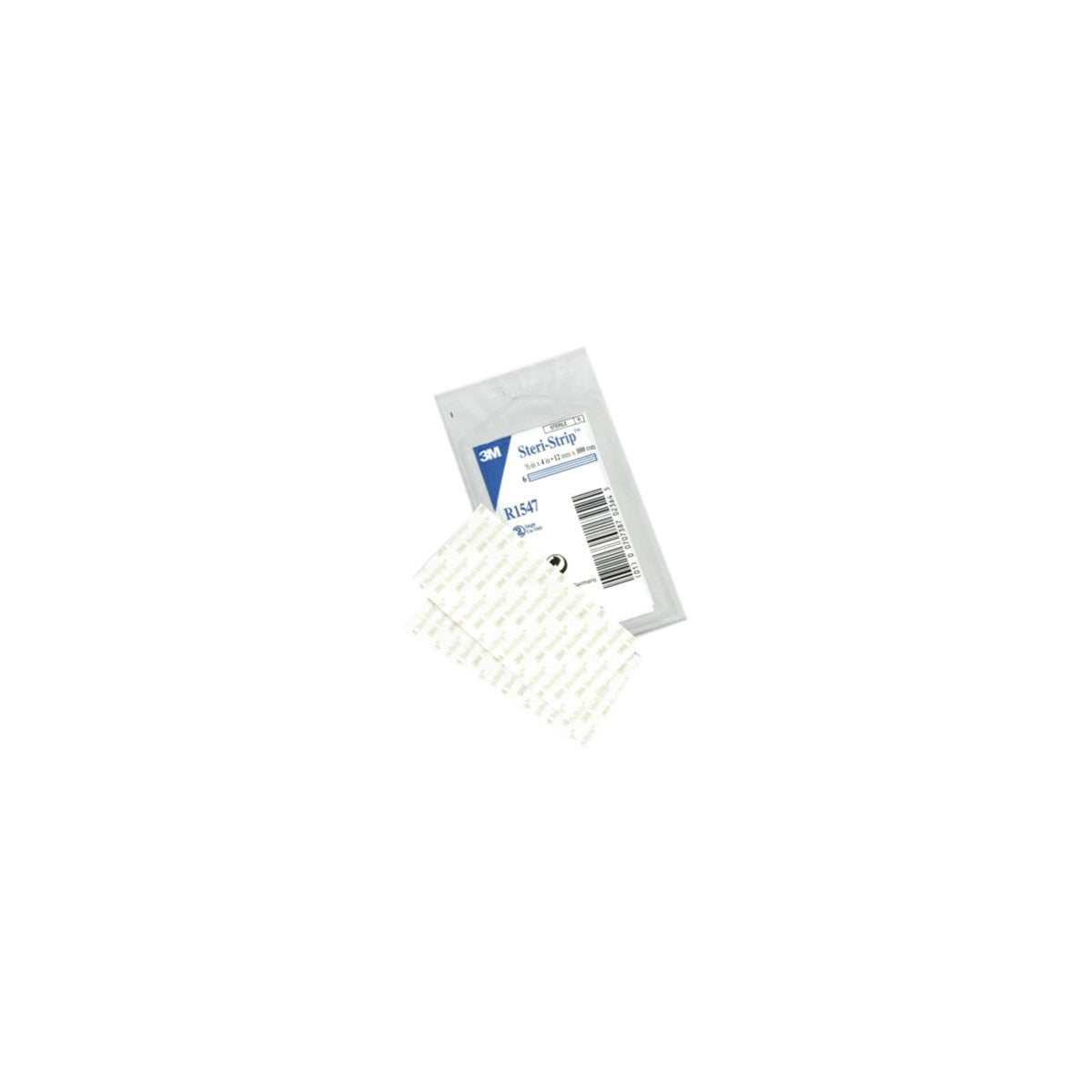 Cinta adhesiva médica Steri-Strip R1547 de 12mm x 100mm, color blanco, diseñada para cerrar heridas y facilitar la cicatrización.