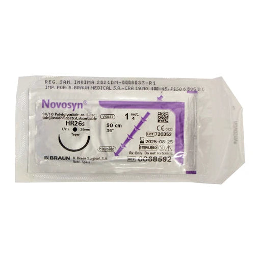 Cinta de 90 cm NOVOSYN VIOLETA 1 HR26S para Braun, de color violeta, diseñada para uso clínico en dispositivos médicos.