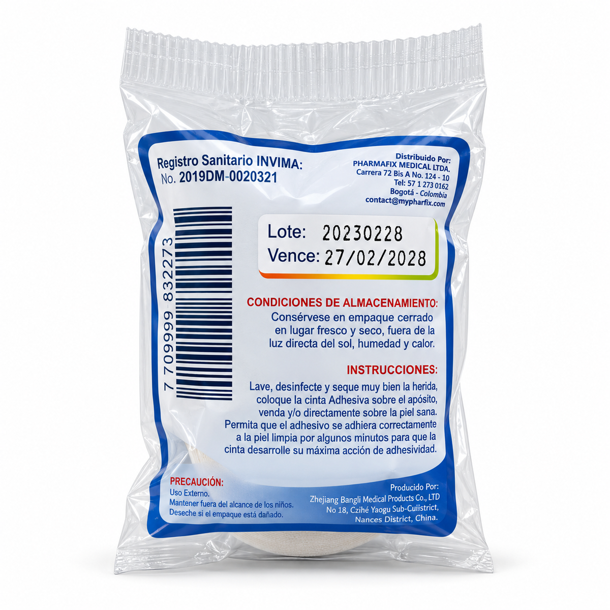 Cinta Microporo color piel de 2 x 5 yardas con alta adhesividad para fijación y aplicaciones médicas.