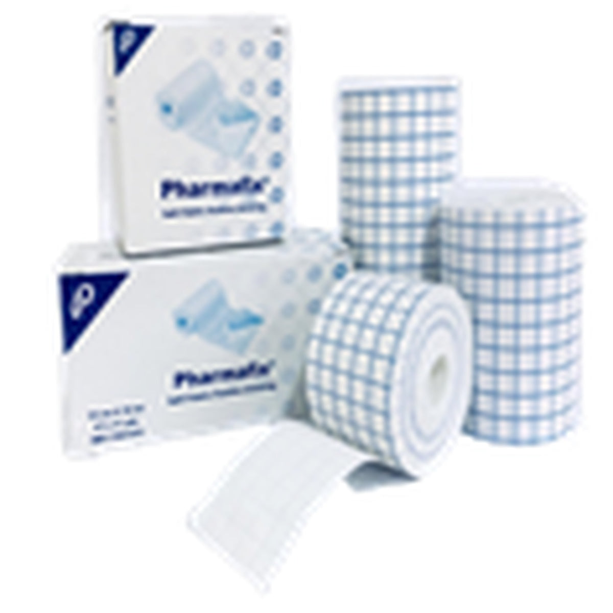 Cinta adhesiva médica Pharmafix de 15 cm x 10 m, fabricada en poliéster no tejido, con recubrimiento hipoalergénico para piel sensible.