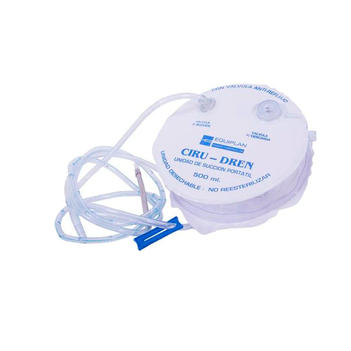 CIRU-DREN 1/8" sistema de drenaje para heridas, con mangueras de PVC cristal atóxico y conectores de polipropileno, en empaque médico.
