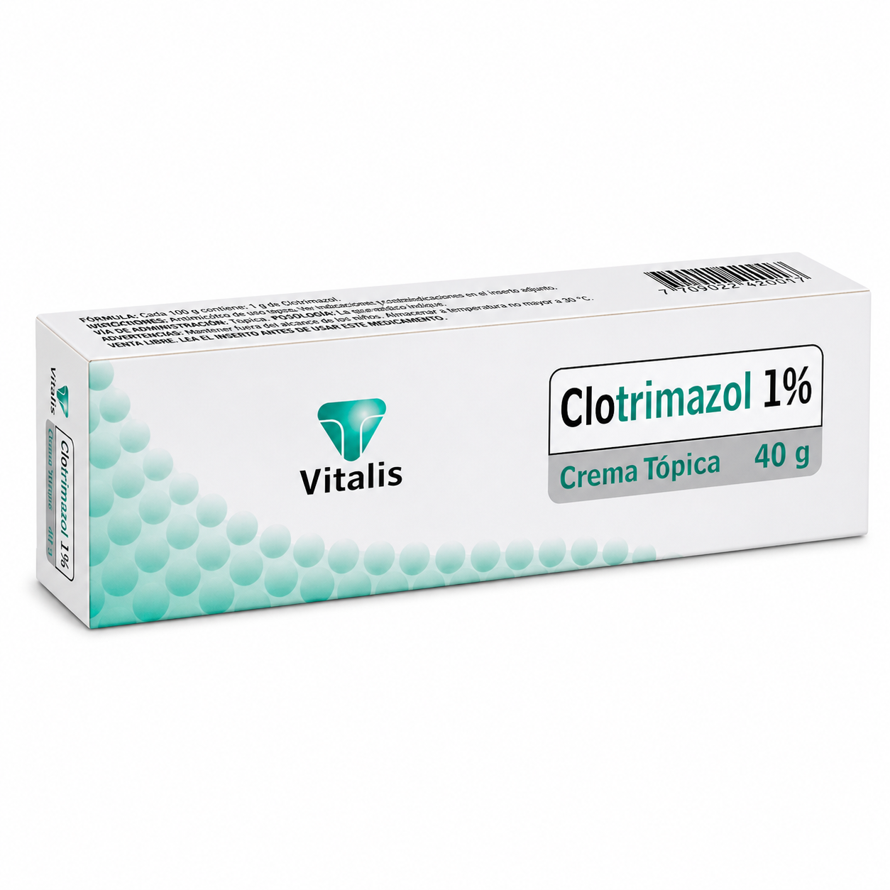 Clotrimazol 1 crema tópica 40 g Vitalis presentación en caja para tratamiento antifúngico