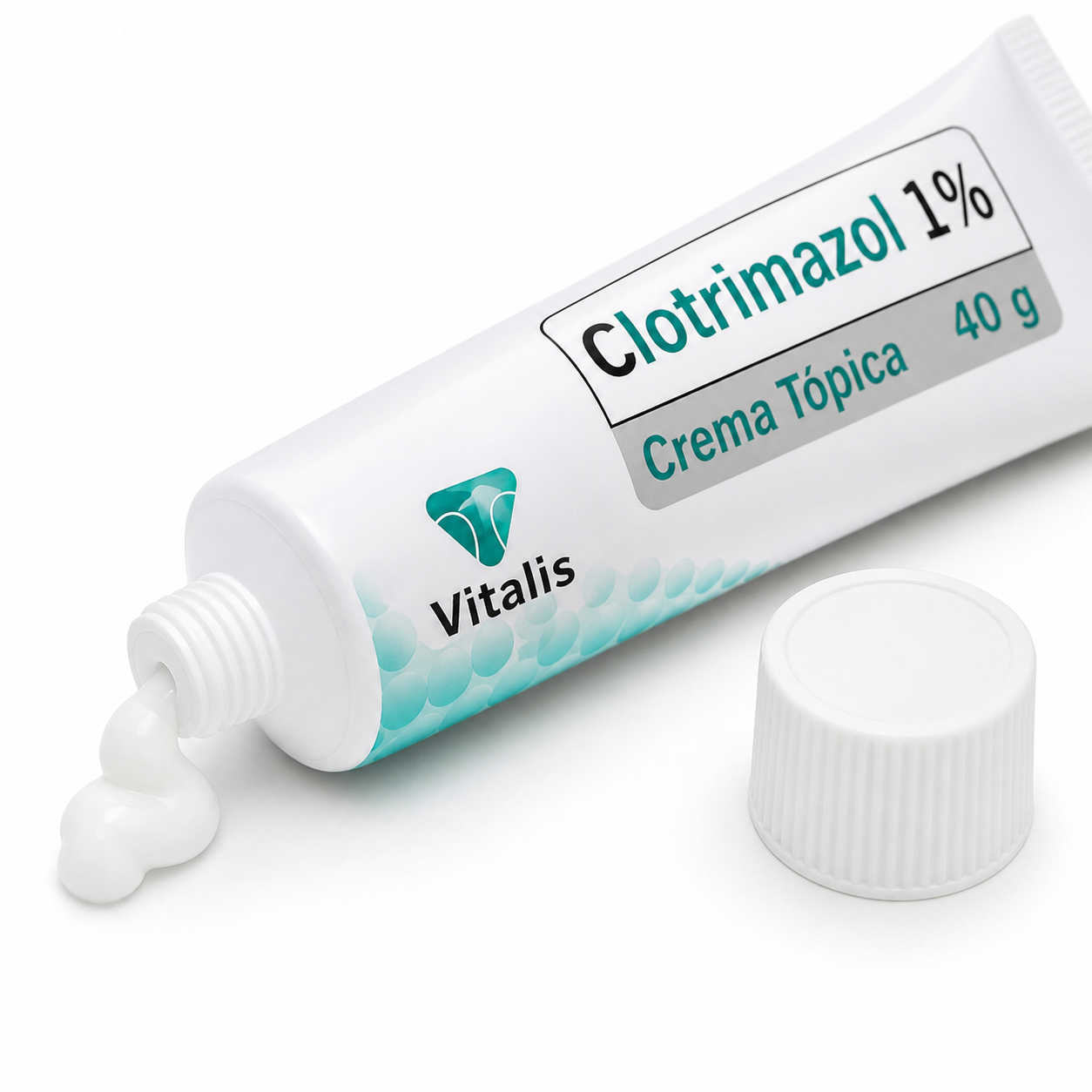 Clotrimazol 1 crema tópica 40 g Vitalis tubo abierto mostrando boquilla y salida del producto