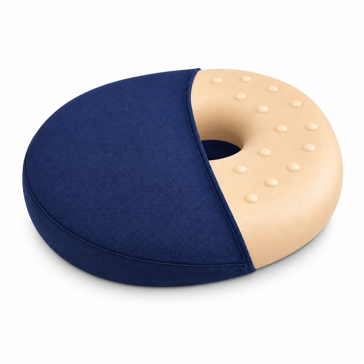 Cojín ergonómico para coxis KM020, diseñado para brindar soporte, comodidad y ayudar a distribuir la presión en la zona lumbar y del coxis al sentarse.