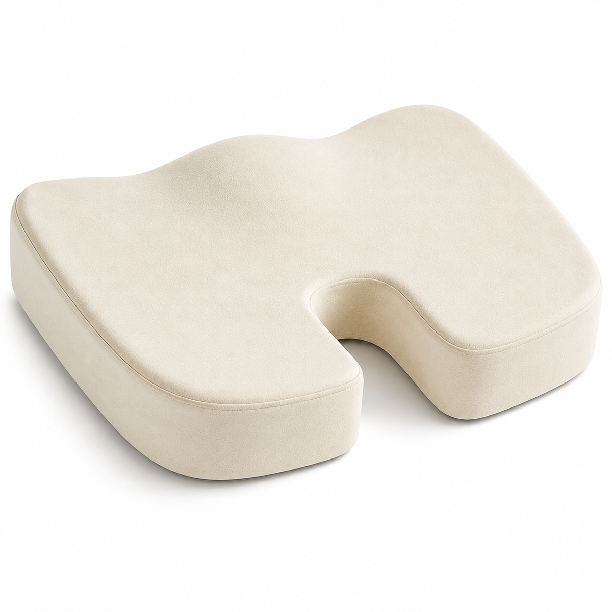 Cojín para coxis Relax Time de espuma flexible, formato cuadrado de 45 x 33 cm, diseñado para brindar soporte y comodidad al sentarse.