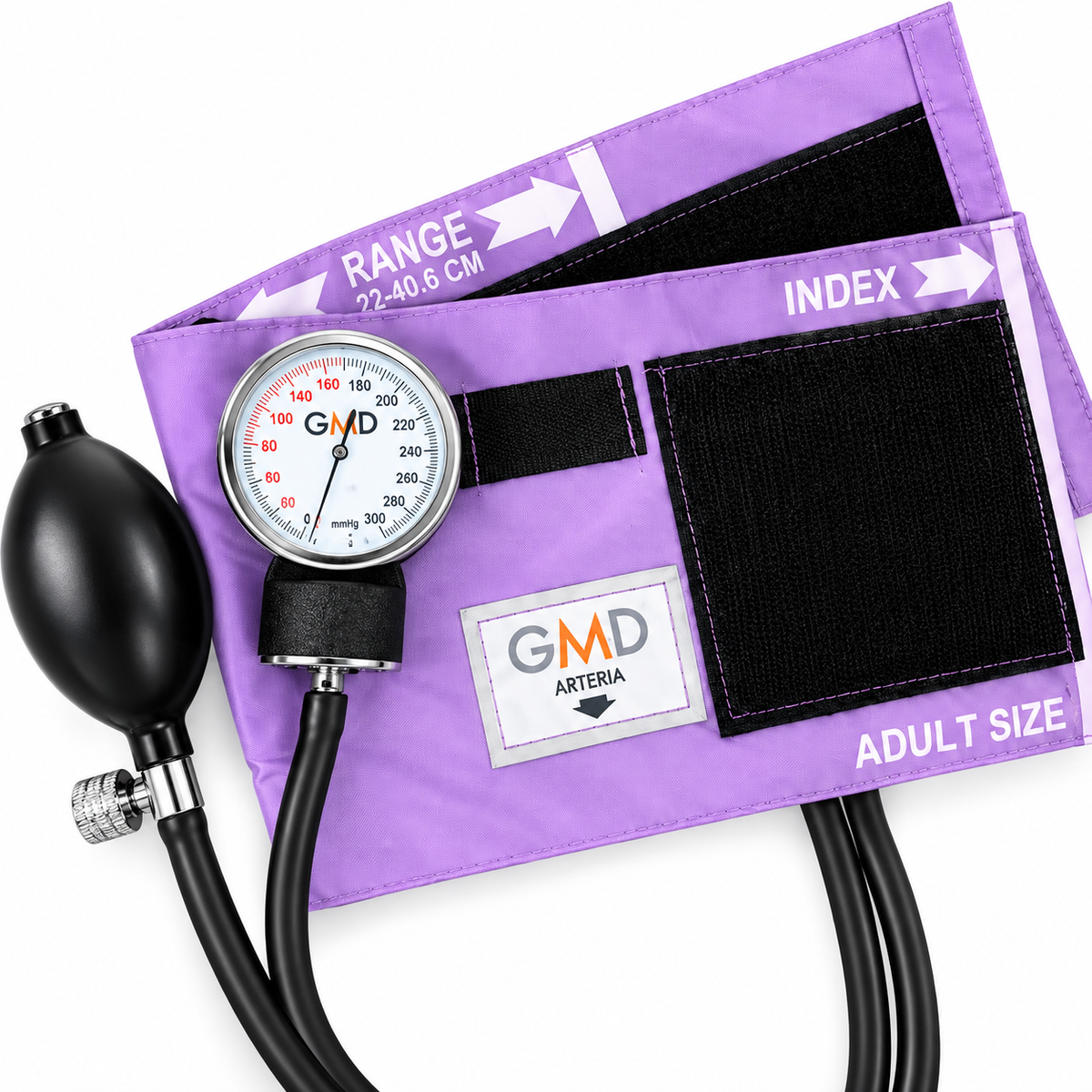 Set GMD Colors con tensiómetro y fonendoscopio de doble campana, diseñado para uso en consultas y procedimientos clínicos.