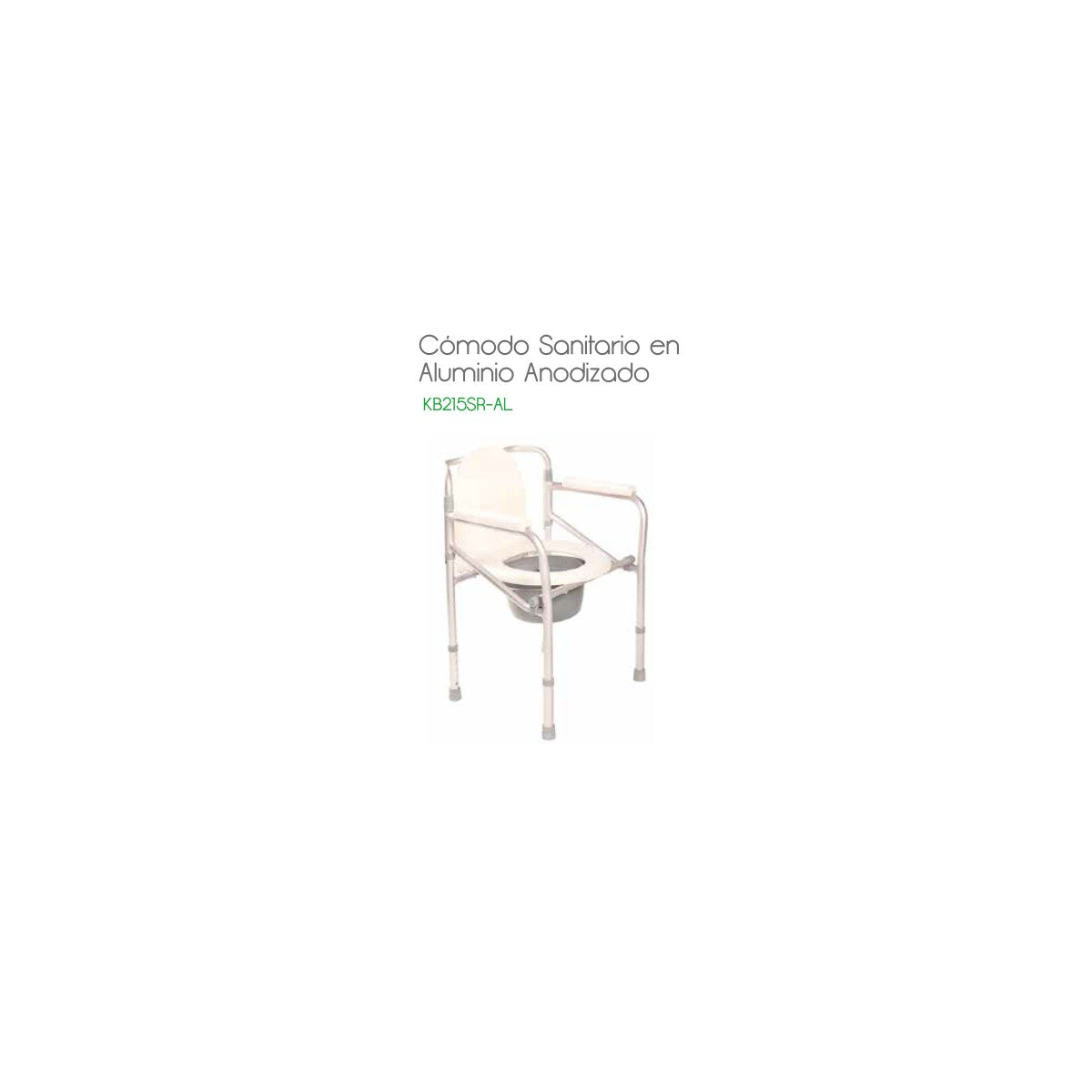Sanitario cómodo KB215SR-AL de Konfort Basic, estructura de aluminio anodizado, asiento y respaldo desmontables, altura ajustable.