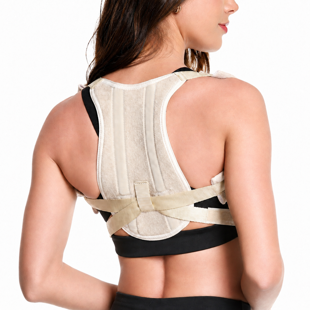 Corrector de postura Kromia con soporte para hombros, color habano, talla S, diseñado para brindar ajuste y soporte postural.