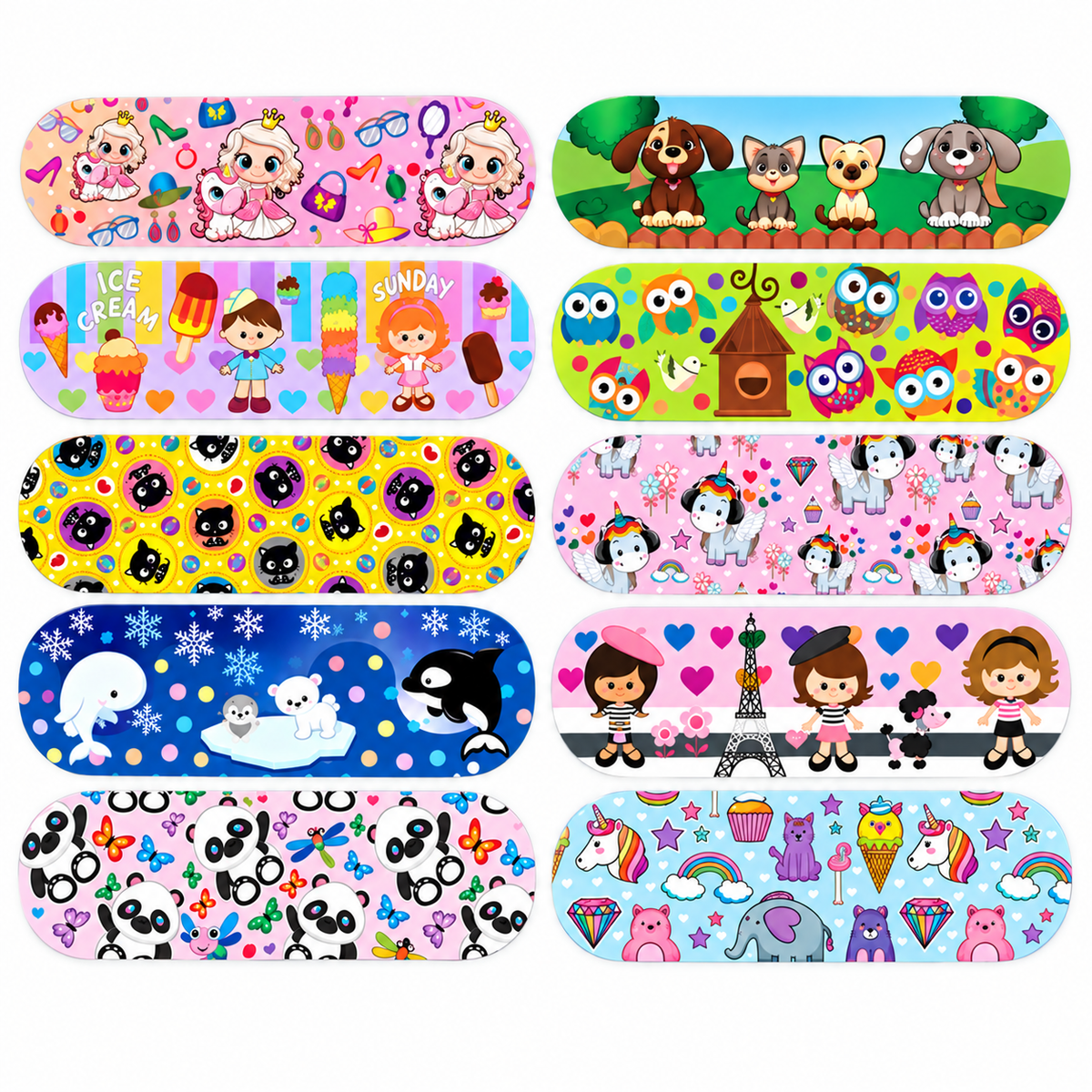 Curas adhesivas Medical Tape con diseños cartoon para niña, pensadas para cubrir y proteger pequeñas heridas superficiales de forma práctica.
