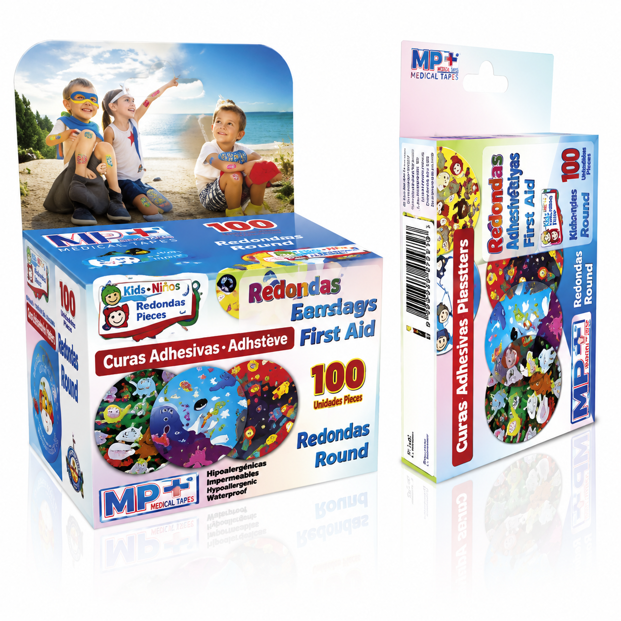Curas Adhesivas Redondas Cartoon Niños Cja 100 Und - Medical Tape