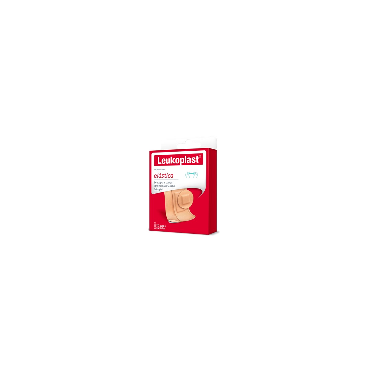 Vendaje adhesivo elástico LEUKOPLAST® PROFESSIONAL, color piel, 19x76 mm, para protección de heridas, con soporte de tela y adhesivo resistente.