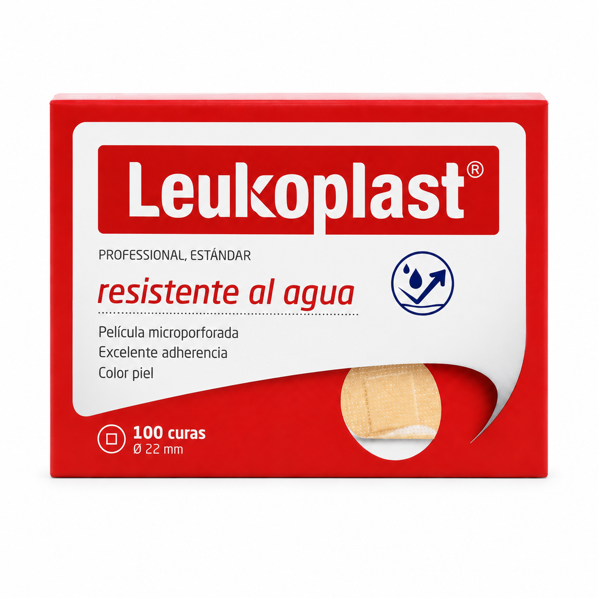 Curas adhesivas redondas Leukoplast Profesional, referencia 7328001, diseñadas para brindar cobertura y protección en pequeñas lesiones de la piel.