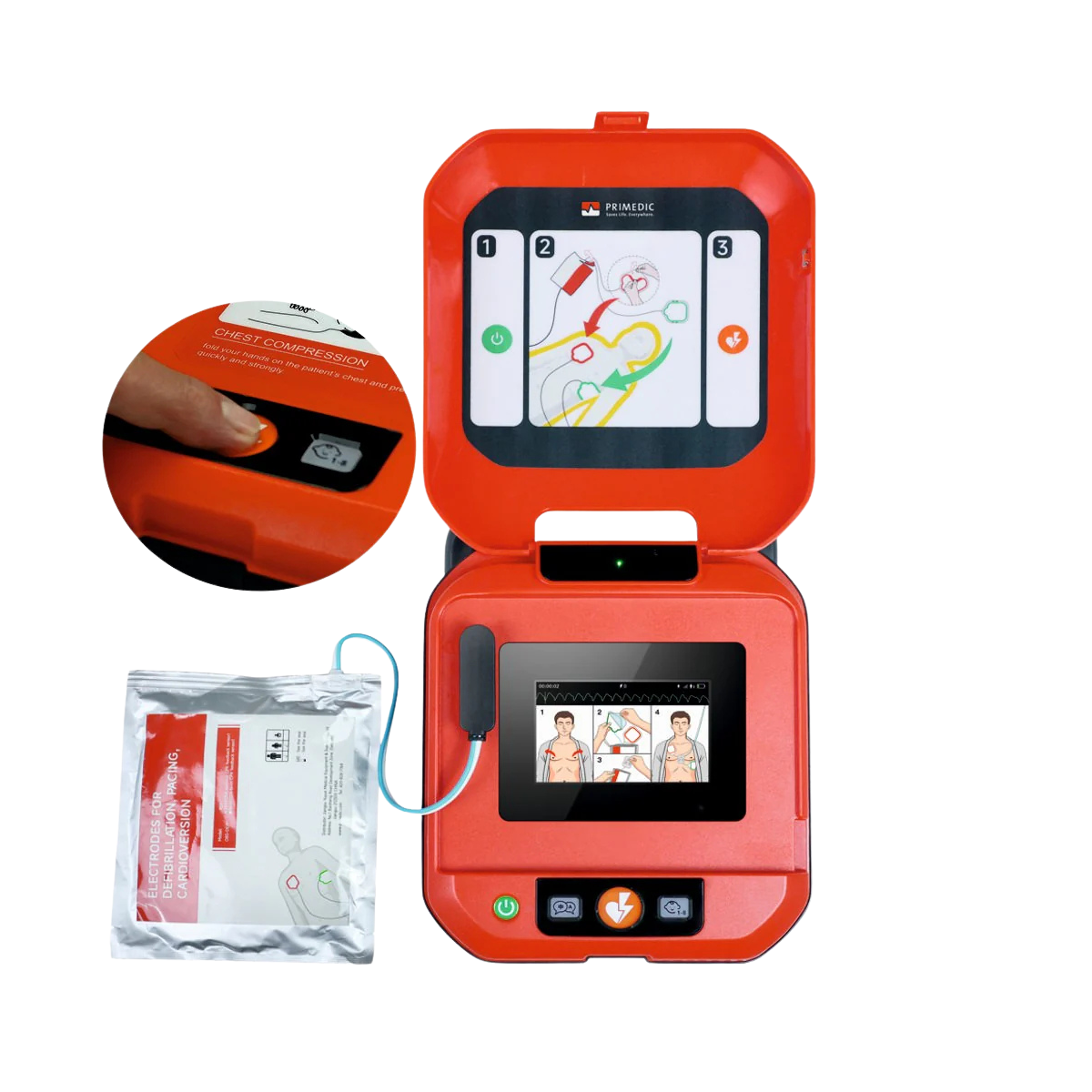 Desfibrilador Automático Primedic HeartSave YA DEA Electrodos Estándar