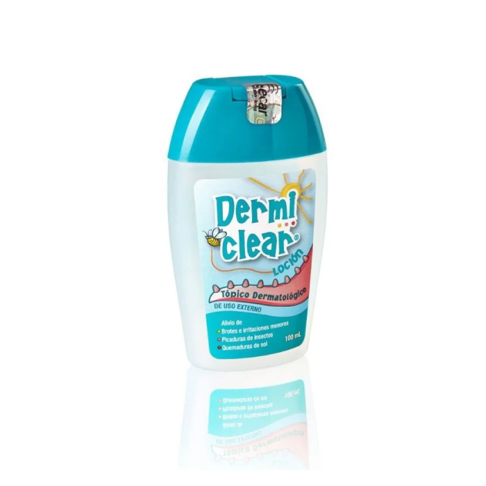 Dermiclear loción hidratante 100 ml para cuidado de piel sensible, presentación del producto para hidratación y cuidado diario.